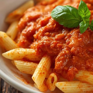 Mostaccioli with Marinara Sauce & Fresh Garlic Bread